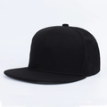 Klassische schwarze Snapback-Baseballkappe mit flachem Schirm und 6-Panel-Baumwolldesign - Schwarz