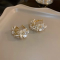 White Stereo Stacked Flower (3 Silver Earring Posts. White)
