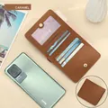 Caramel lychee pattern leather wallet with multiple card slots and RFID protection - Caramel