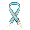 Adjustable blue and silver striped shoulder strap with gold metal lobster clasps - Aqua
