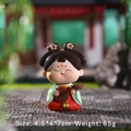 Figurine de dame Tang avec luth lune, décor en résine Hanfu rouge, 4,5*4*7cm - Dame à la Cithare (D1213-1)