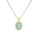 Collier avec pendentif prêtre plaqué or, émail bleu clair et cristaux brillants - Bleu