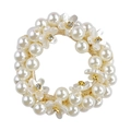 Detail of floral pearl hair tie featuring white flowers and sparkling rhinestones - 2# Flower Pearl Hair Tie