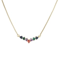 Goldene Box-Halskette mit sieben bunten herzförmigen Kristallanhängern - Herz Edelstein Stil / Gold Bunt Herz