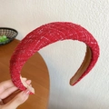 Red tweed sponge headband with elegant white knit pattern for festive Christmas hair styling - Tweed / Coral Red Plaid