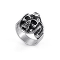 Vintage silver hip hop skull ring with snake texture in dark style stainless steel - US 8 / Steel Color (KR100803)