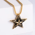 Collana con ciondolo a stella dorata in acciaio inossidabile 304 stile punk vintage - Con catena / Oro