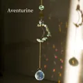 Bohemian sun catcher with moon frame and green aventurine crystals creating rainbows - Aventurine Jade