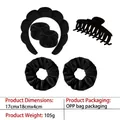 Black plush sponge cloud headband set with wristbands and scrunchies in 17x18cm size - 5-dragon Bone Clip Six-piece Set (black)