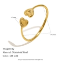 Detailansicht des 18K vergoldeten Herzrings mit Größenangaben und Gewichtsangaben. - Zwillingsherz Offener Ring / Gold