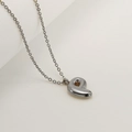 Polished silver 3D bubble letter P pendant on minimalist stainless steel O-chain necklace - Letter P / Silver