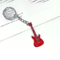 Vibrant red electric guitar keychain made of zinc alloy with enamel finish - New Mini Red Guitar
