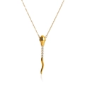 Vintage 18k gold plated snake pendant necklace with zircons and fine O-chain link - 40+5cm / Gold Style 2 (Streamline Pendant)