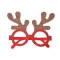 Sparkly red Christmas glasses with brown reindeer antlers for festive party holiday decor - SDYJ-5-3 Reddish Brown Round Antlers