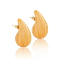 Chunky teardrop earrings in orange marble resin texture with golden butterfly clasp - Quicksand Orange