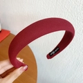 Handmade burgundy ribbed knit headband with sponge padding for autumn and winter outfits - Hand Knitted Style / Burgundy