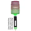 Rainbow gradient bristle hairbrush with curved vent design and black non-slip handle - New - Green Gradient with Bristles (Black Rubber Grip)