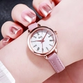 Gedi elegant women watch with pink leather strap and rose gold roman numeral dial - Rose Gold Case Pink Leather Strap