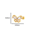 Gold butterfly cartilage stud earring with cubic zirconia, size 0.63cm by 0.92cm - Butterfly Style (1# Gold)
