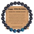 Detail zum 40. Geburtstag Armband mit Tigerauge-Perlen auf Kraftpapier-Geschenkkarte - 40. Geburtstag Stil