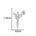 Silver geometric flower stud earring with marquise zircon and conical drop pendant - Flower Conical Pendant Style (2603-6 Silver)