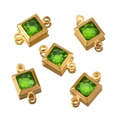 Quadratische Gold-Edelstahl-Anhänger mit grünen Kristallen für DIY-Schmuckherstellung - Quadratisch (CBX0959) / 10er Pack / Goldener Rand - Grün