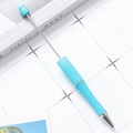 DIY plastic beadable ballpoint pen in pearlescent light blue with silver metallic accents - New Blue