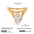 Waterproof gold-plated stainless steel ring with large marquise-cut cubic zirconia - Stainless Steel / Gold Marquise Zirconia Ring-Size 8 (JDR0102012-8)
