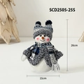 Blue and white 26cm Christmas snowman plush doll with knit hat and plaid scarf - Double Ball Hat Foam Snowman (Small)