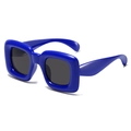 Lunettes de soleil hip hop enfant avec monture carrée épaisse bleu vif et verres foncés - Monture Bleue Verres Gris