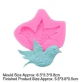 Pink silicone bird mold for DIY fondant and chocolate cake decoration with size details - 1# Flying Bird / Pink