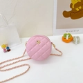 Petit sac rond matelassé rose pour fille avec boucle en forme de rose dorée élégante - Rose