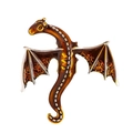 Vintage amber dragon brooch pin with gold metal trim and enamel finish for suits - Coffee Enamel