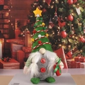 Christmas gnome plush with Xmas tree hat and white beard for home holiday decoration - Green