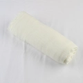Milk white cotton linen scarf with natural fringed edges in a soft crinkled texture - Cream