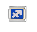 Silver stainless steel Sagittarius zodiac charm with blue enamel for modular bracelets - Sagittarius