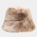 Close-up of a fluffy faux fur bucket hat in light khaki with soft plush texture details - Light Brown (5#)