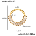 Dimensioni dettagliate dell'anello da naso in titanio con zirconi 5A dorati - Stile Fila Taglio Baguette (T002) / Oro
