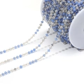 3mm blue and clear faceted bead chain on gold stainless steel for DIY jewelry making - 3mm Mixed Color Crystal Gold Chain Style 07
