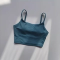 Soutien-gorge de sport vert paon avec rembourrage et fines bretelles sans couture - S / Hauts / Bleu sarcelle