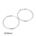 Minimalist silver stainless steel hoop earrings for women with 55mm diameter size - 55mm