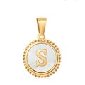 Polished 18K gold-plated stainless steel necklace with 'S' initial on white shell inlay - Letter S