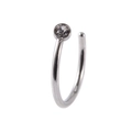 Polished silver stainless steel C-shaped nose ring with sparkling round zircon stone - 0.8x7mm / Silver White Zirconia
