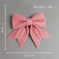 Pink glitter Christmas bow ornament with sequins measuring 20cm x 17cm for decor - Pink