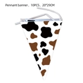 Cow print triangular pennant banner party decoration flags set with 10 pieces 20x29cm - Pennant Banner 10PCS-Black Brown Cow