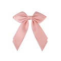 Dettaglio di un grande fiocco per capelli in raso di seta rosa con code lunghe - Rosa