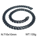 Collar de cadena cubana para hombre en acero inoxidable negro pulido 10mm, 710mm - Collar Negro 70cm