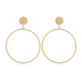 Detail showing oversized golden alloy hoop earrings with smooth metallic finish on white - Style 8 (Clip-on)