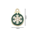 Green enamel snowflake pendant with gold trim, size 2.0cm by 1.4cm for jewelry making - 2326 Green Snowflake