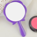 Purple flower shaped handheld makeup mirror with sleek minimalist design for girls - Nude